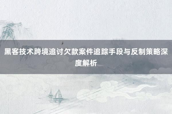 黑客技术跨境追讨欠款案件追踪手段与反制策略深度解析