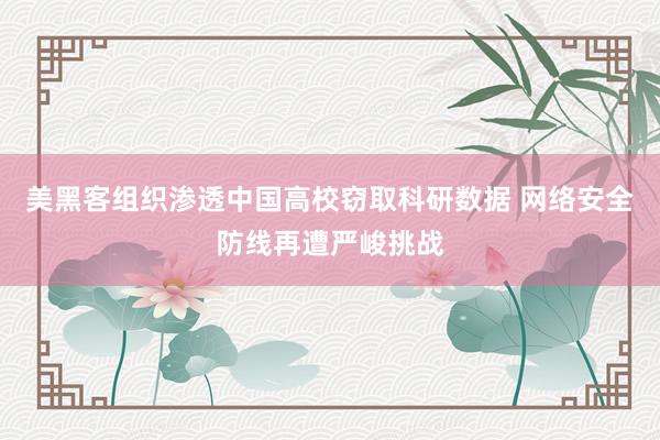 美黑客组织渗透中国高校窃取科研数据 网络安全防线再遭严峻挑战